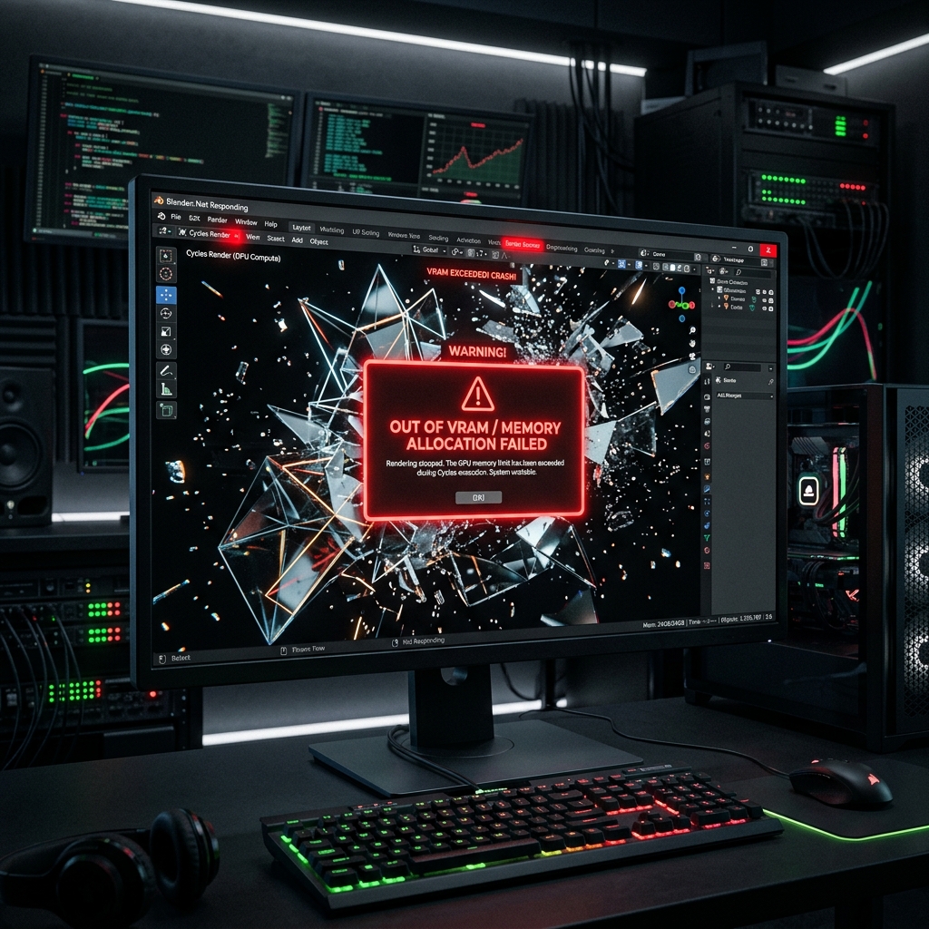 Blender se ferme pendant le rendu (Crash) : Comment corriger l'erreur 'Out of VRAM' ?