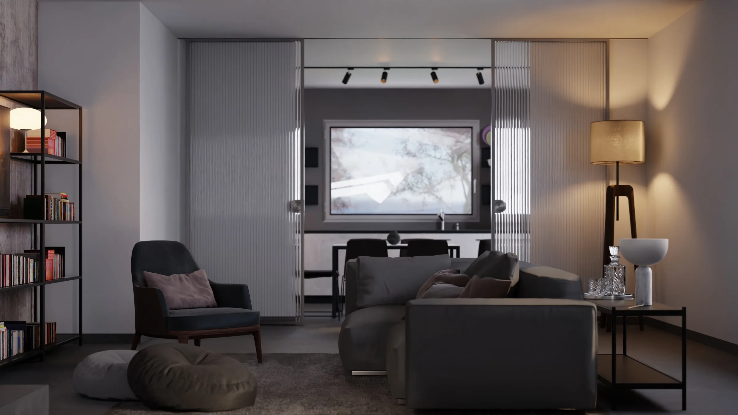Intérieur d'appartement rendu avec Blender Cycles, scène Italian Flat